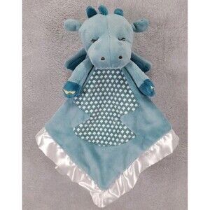 Douglas Baby Lovey Demitri Dragon Security Blanket Plush Toy Blue Silky Trim NWT